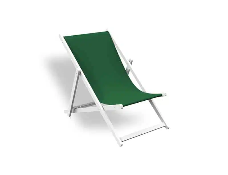 Mini tumbona plegable de diseño minimalista en color verde claro, con estructura de madera y asiento de tela resistente, aislada sobre fondo blanco