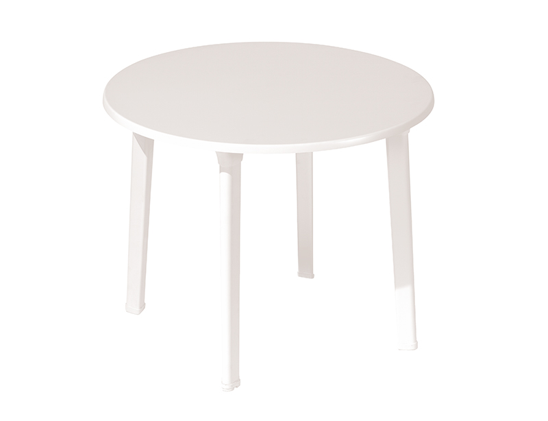 Mesa redonda de werzalit blanco - Modelo Simple Elegance Blanco. Diseño minimalista y funcional, perfecta para interiores modernos o balcones pequeños